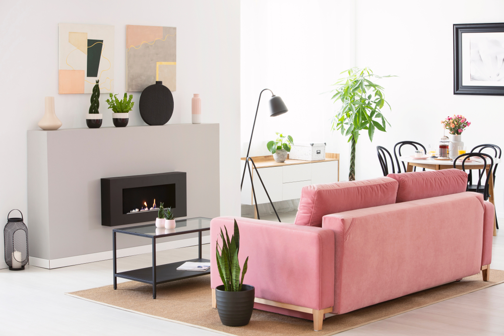 Color block met velvet meubels